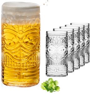 Tiki Gläser Set 6-Teilig hoch aus Glas 450ml (max. 500ml) Cocktailgläser Biergläser