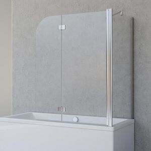 Schulte Duschabtrennung für Badewanne Angle, 2-teilig mit Seitenwand, Profilfarbe Chromoptik, 5 mm Sicherheitglas (ESG) Klar hell, Faltwand: 112 x 142 cm, Seitenwand geeignet für eine Wannebreite von 79 - 81 cm