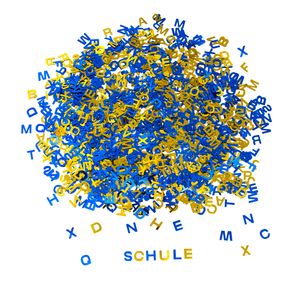 Oblique Unique ABC Alphabet Buchstaben Konfetti Streudeko Tisch Deko Schuleinführung Einschulung Party blau gold
