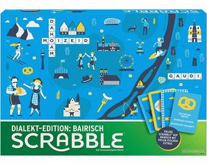 Mattel - Scrabble - Dialekt-Edition: Bairisch Bayrisch Brettspiel Wörterspiel Dialekte