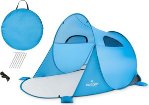 Outtec® XXL Strandmuschel mit UV Schutz - Pop Up Zelt, Strand Sonnenschutz, Windschutz, Strandzelt mit Sandtaschen - für Baby, Kinder und Erwachsene