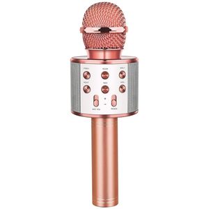 Bluetooth Mikrofon  Karaoke-Mikrofon Handheld Stereo Sound Bluetooth Karaoke Kinder und Erwachsene RoseGold mit LED