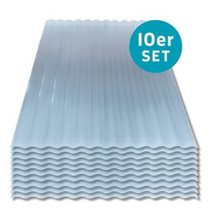 Kaiser plastic Wellplatte Sinus | 900 mm x 1200 mm | 10er SET - 10 Stück | 0,8 mm Plattenstärke | aus Polycarbonat ( PC ) | Welle Sinus 76 / 18