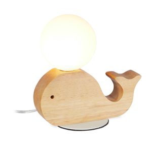 relaxdays Nachttischlampe Kinder Holzwal