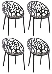 CLP 4er Set Stuhl Hope stapelbar und mit modernem Design, Farbe:schwarz