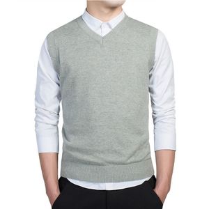 Herren V-Ausschnitt Ärmelloser Pullover Slim Fit Casual Pullover Herbst Strickweste Pullover,Farbe: Hellgrau,Größe:M