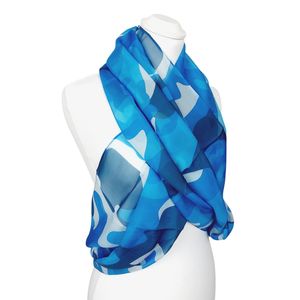 Rundschal Loop Camouflage blau reine Seide 180x65 cm