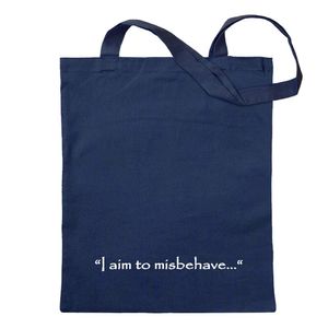 Kiwistar - Baumwolltasche - dunkelblau - I aim to misbehave - Tragetasche Stoffbeutel Umhängetasche langer Henkel