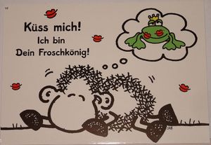 Sheepworld - 50582 - Postkarte, Nr. 49, Schaf, Küss mich, ich bin Dein Froschkönig!, Liebe, Pappe