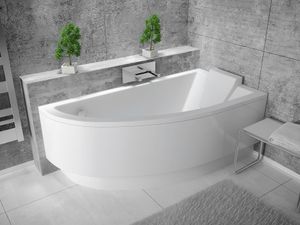 BADLAND Eckbadewanne Badewanne Praktika RECHTS 150x70 mit Ablaufgarnitur und Füßen GRATIS ohne Verkleidung