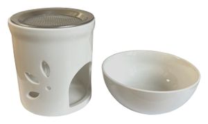 Weihrauchbrenner und Duftlampe DUO cashmere, mit Keramikschale und Edelstahlsieb, H: 11 cm, Ø 9 cm