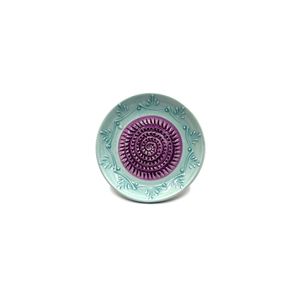 Kaladia Keramik Reibeteller handbemalt in Türkis/Lila - Durchmesser ca. 12cm - spülmaschinengeeignet