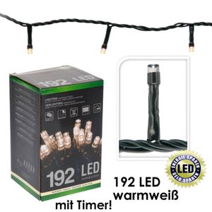 Vianočné osvetlenie 15m 192LED teplá biela, 8 funkcií, zelenáIP44