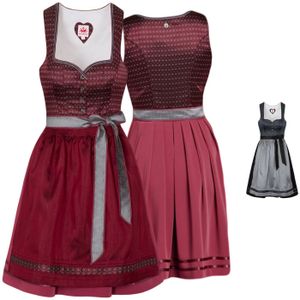 Wiga 2-teiliges Midi-Dirndl Kleid Dirndl Trachtenkleid, Farbe:Rot, Größe:36/S