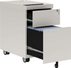 HOMCOM Mobilny kontener z 3 szufladami, szafka na dokumenty z zamkiem, górna pokrywa, szafka biurowa na dokumenty A4, teczki zawieszkowe, stal, 30 x 50 x 53,5 cm Biały