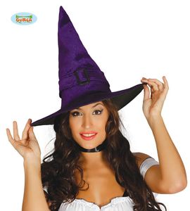 fialový čarodejnícky klobúk s prackou