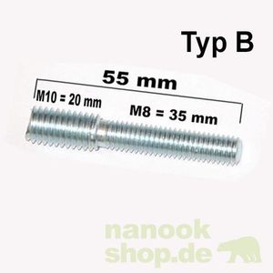 Gewindeadapter M8 / M10 - 55 mm - Typ B