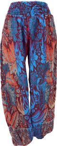 Flauschige Boho Pluderhose, Wohlfühlhose - Blau/bunt, Damen, Polyacryl, Hosen