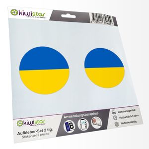 KIWISTAR - 2X Kennzeichenaufkleber - Ukraine - Kennzeichen Aufkleber Sticker Nummernschild Land Country Nation