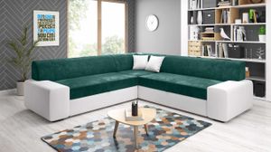 Furnix Sofa mit Schlaffunktion Textil/Kunstleder Stauraum NOSMISS MAXI Grün/Weiß MA120MH37