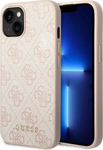 Guess GUHCP14SG4GFPI hard silikonové pouzdro iPhone 14 6.1" pink 4G Metal Gold Logo