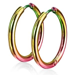 viva-adorno 15mm Ø Klappcreolen Ohrringe Edelstahl in verschiedenen Größen und Farben ER96, Regenbogen