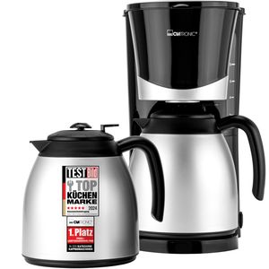 Clatronic® Kaffeeautomat mit Thermokanne für 8-10 Tassen Filterkaffee | Tropfstopp & Auto-Abschaltung | 2 Thermokannen je 1 Liter | KA 3328 schwarz