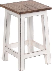 Sitzhocker MADERO | 48x30cm(HxB), Recyclingholz, Holzhocker, Hocker  | Farbe: 06 weiß-landhaus
