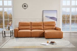 KAWOLA Big Sofa motorischer Sitzvorzug Leder DORI cognac,  Longchair rechts