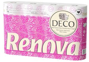 Renova DECO Toilettenpapier 4-lagig weiß dekoriert parfümiert – 60 Rollen