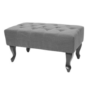 Ottomane Chesterfield, Sitzhocker Fußablage Hocker, wasserabweisend Stoff/Textil 39x77x47cm  dunkelgrau