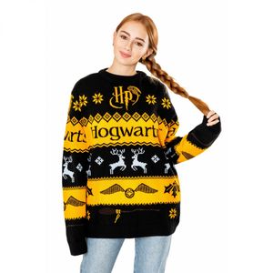 Harry Potter - Pullover für Herren/Damen Uni - weihnachtliches Design CI1817 (S) (Schwarz/Gelb)