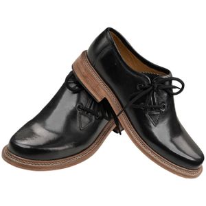 Haferlschuhe mit Ledersohle Trachtenschuhe Schuhplattler Tanz schuhe, Schuhgröße:45, Farbe:Schwarz