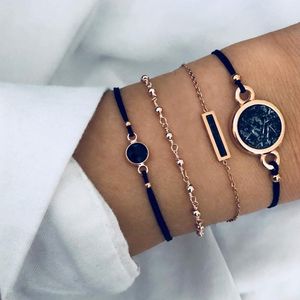 Alster Herz Damen Boho Armband Set mit Quasten, Marmor-Armband, mehrlagig, elastisch, ideal als Geschenk für Frauen und Mädchen, J072 Schwarz