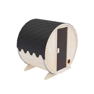 FinnTherm Fass-Sauna Barrel Fasssauna 3 Sitzbänke aus Holz Sauna Wandstärke: 28 mm Inklusive: Ofen Außensauna
