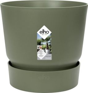 ELHO Greenville 30 runder Blumentopf - Außen - Ø 29,5 x H 27,8 cm - Blattgrün