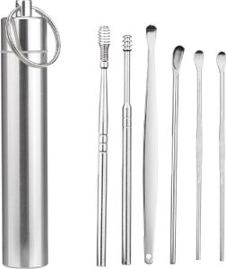 COOL-i ® Ohrenreiniger,6 in 1 Ohrreiniger aus Edelstahl mit Aufbewahrungskiste,für Jugendliche und Erwachsene