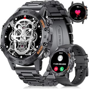 Smartwatch Herren mit Bluetooth-Anruf, 1,39" Touchscreen Sportuhr Fitnessuhr mit Herzfrequenz/SpO2/Blutdruck, 5ATM Militär Smartwatch für Android iOS