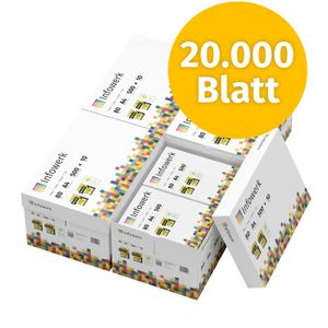Infowerk Druckerpapier Kopierpapier 20000 Blatt 40 x 500 A4 80g Premium Weiß  PEFC