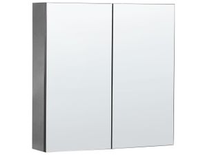 BELIANI Bad Spiegelschrank Schwarz Sperrplatte 1 türig 60 x 60 cm mit Fächern Wandeinbau Modern Trendy Badezimmer Möbel