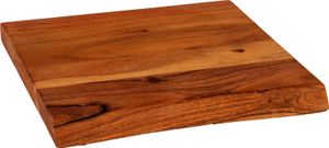 Holzplatte Arya mit echter Baumkante (einseitig), 30 x 30 cm, Akazienholz nussfarben, massiv & lackiert