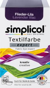 simplicol Textilfarbe expert, DIY Färbemittel für Stoff in verschiedenen Farben, Farbe:Flieder-Lila (1707), Größe:1er Pack