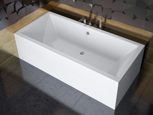 Badewanne Rechteck 180x80 mit AcrylSchürze, Ablaufgarnitur & Füßen GRATIS | Komplettset 4in1 Original Acryl Wanne Siphon | BADLAND QUADRO