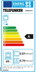 Telefunken ECB65A-B Einbaubackofen, 65 Liter, 10 Betriebsarten, Autark, Dampfreinigung, 2-fach Verglasung, Umluft, 60 cm