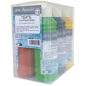 Arte Factum Textilfarben Set 6x250ml - Stofffarben zum Malen, Stoffmalfarben