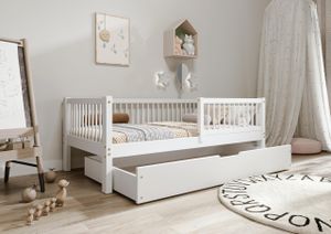 TIMBEE Alfi Box detská posteľ 90x200 so zásuvkou Posteľ z borovicového dreva biela TIMBEE Alfi Box detská posteľ 90x200 so zásuvkou Posteľ z borovicového dreva biela