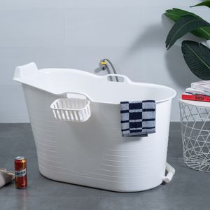 Schwänlein® Mobile Badewanne 99 x 52 x 65 cm, ideal für das kleine Badezimmer, stylisch und stimmungsvoll (Weiß)