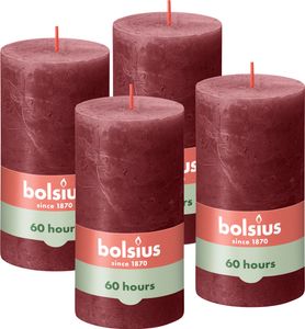 Bolsius 4er Set Kerzen, 13cm, rot