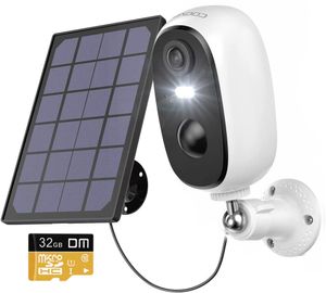COOAU Solar 2K Überwachungskamera Aussen Akku mit 32GB SD Karte, WLAN IP Kamera Innen Farbnachtsicht mit PIR-Bewegungserkennung, Personen Erkennung, 2-Wege-Audio, Arbeit mit Alexa, IP65
