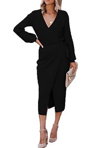 MORYDAL Damen Strickkleider Langarm Pullover Pullover Jumper Winter gegen Hals gestrickt, Farbe:Schwarz, Größe:L